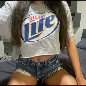 Oversized Miller Lite Crop Top